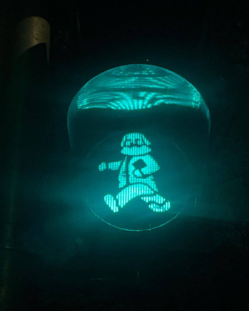 Green pedestrian light with a figure of Karl Marx. 