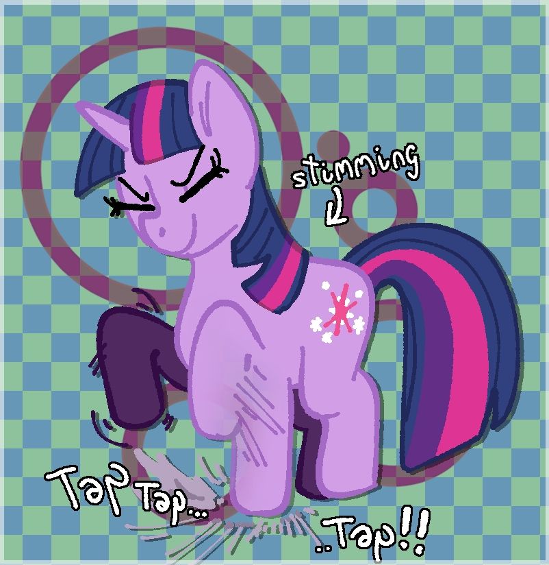 A digital illustration of twilight sparkle swimming. She is stomping her front-left hoof repeatedly, while the other front hoof lingers and shakes in the air. She is fully colored and drawn on a green-and-blue checkered background.
