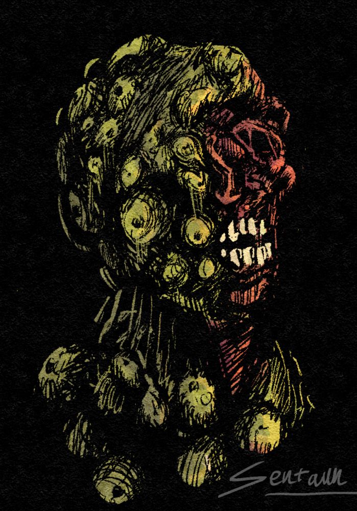 A rotting corpse with massive blisters overtaking it's flesh