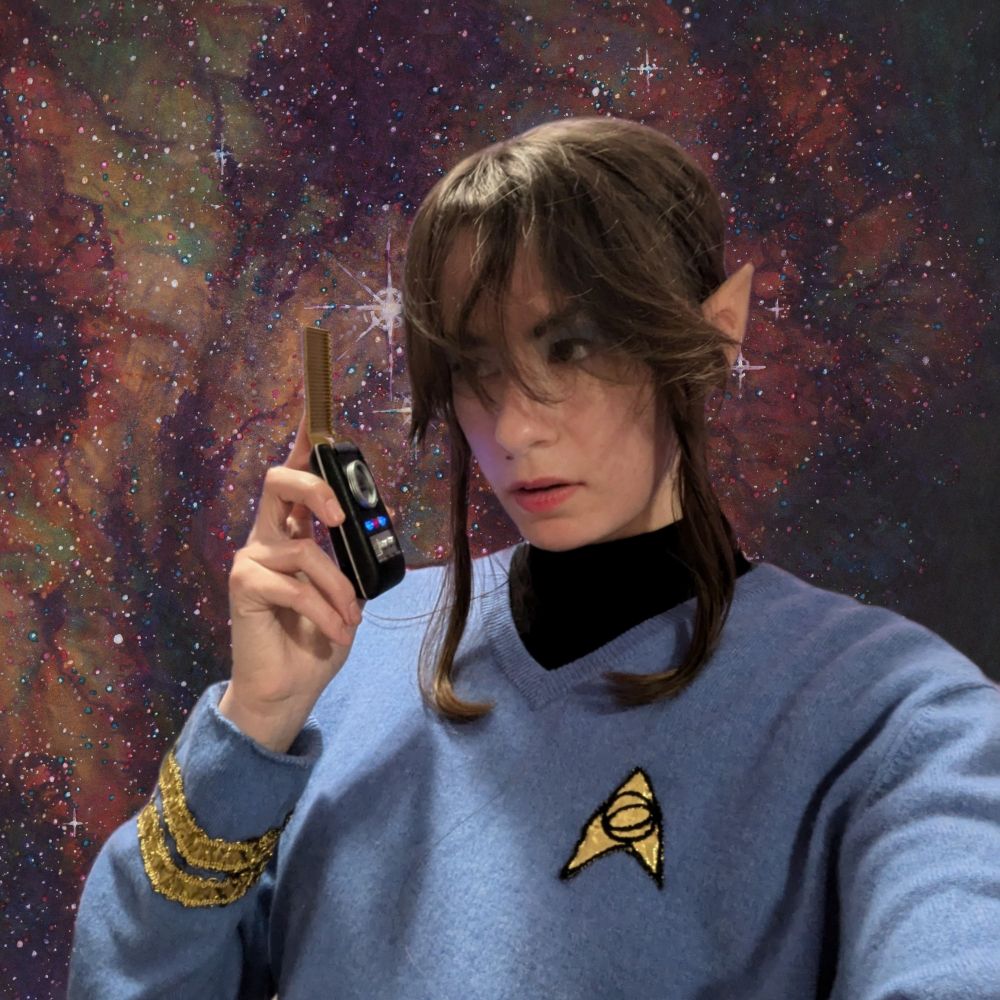 Ellie cosplaying as Spock from Star Trek: The Original Series