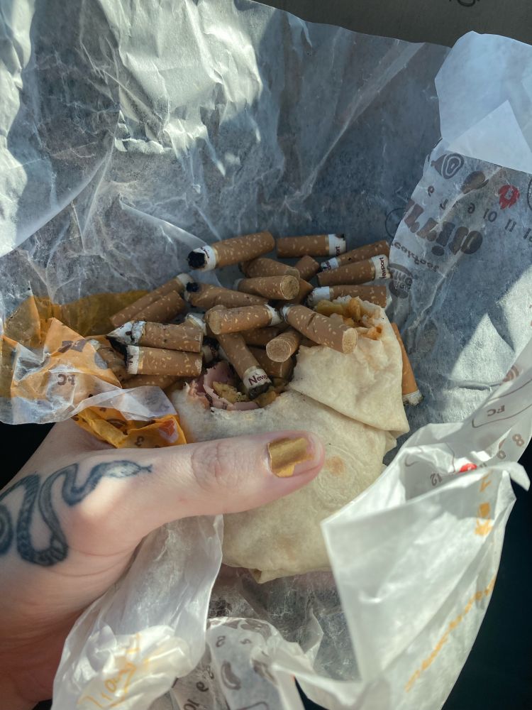 burrito full of cigarettes