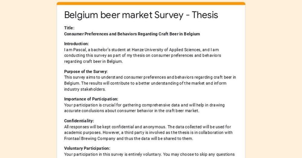 Umfrage über Verbraucherpräferenzen/-verhalten von belgischem (Craft-)Bier