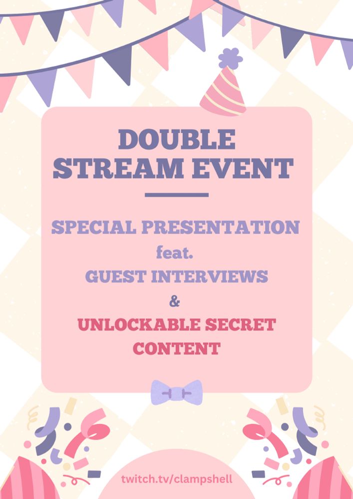 The text reads: Double Stream Event. Special Presentation featuring guest interviews and unlockable secret content.