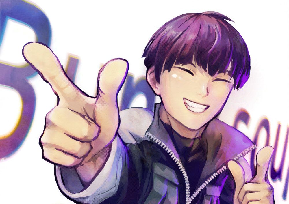 Hoshina Soshiro pointing at viewers with huge buncisoup watermark on the background. Exactly the same as the other one but less tacky/sparkly and more white space.
Artwork by Buncisoup.