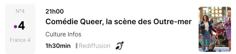 France 4 21h aujourd'hui, Comédie Queer scene des outre mer