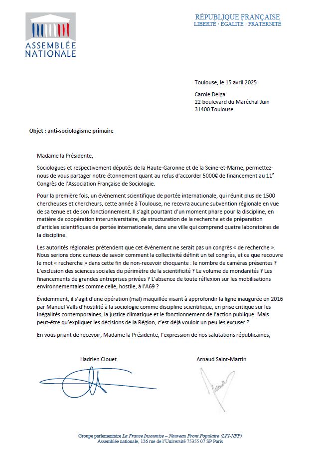 Courrier à Carole Delga