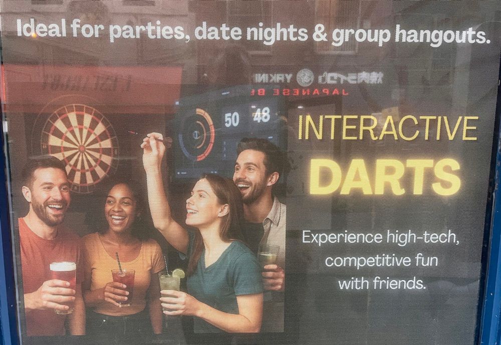 Ideal for parties, date nights & group hangouts.
INTERACTIVE DARTS
Experience high-tech, competitive fun with friends.