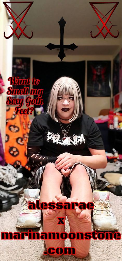 Alessa Rae sitting on the ground scrunching her smelly feet straight out of her sneakers worn without socks. 