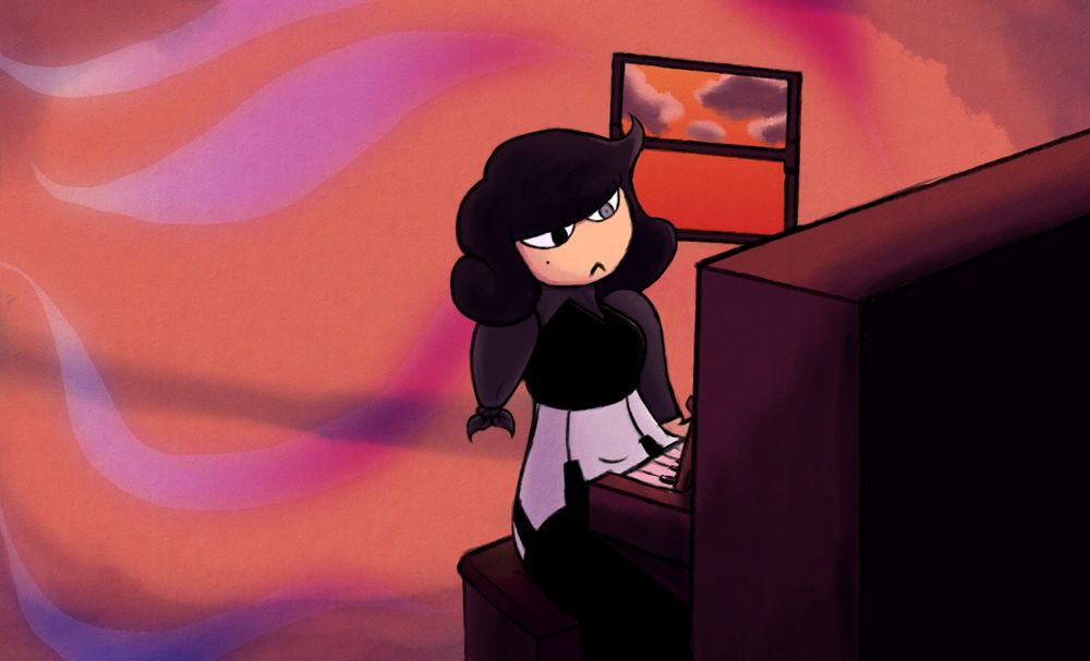 art of agenta's character Piana at a piano