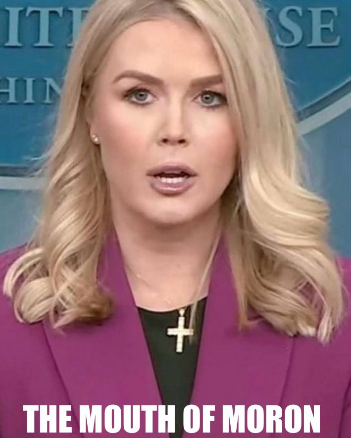 A picture of Karoline Leavitt with the text “The Mouth of Moron”