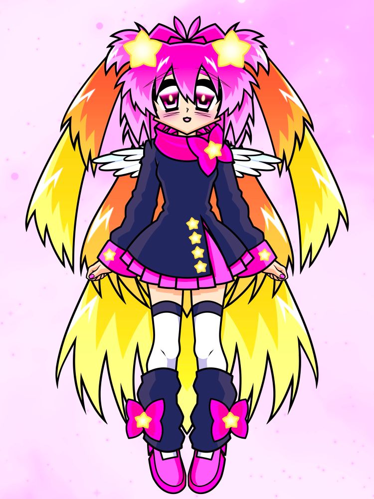 My full Vtuber model art! Her name is Pichi and she is an alien resembling a shooting star. 