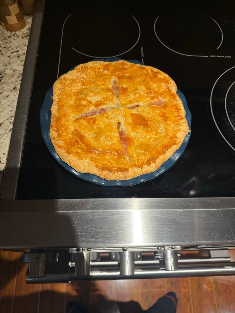 A cooling rhubarb pie