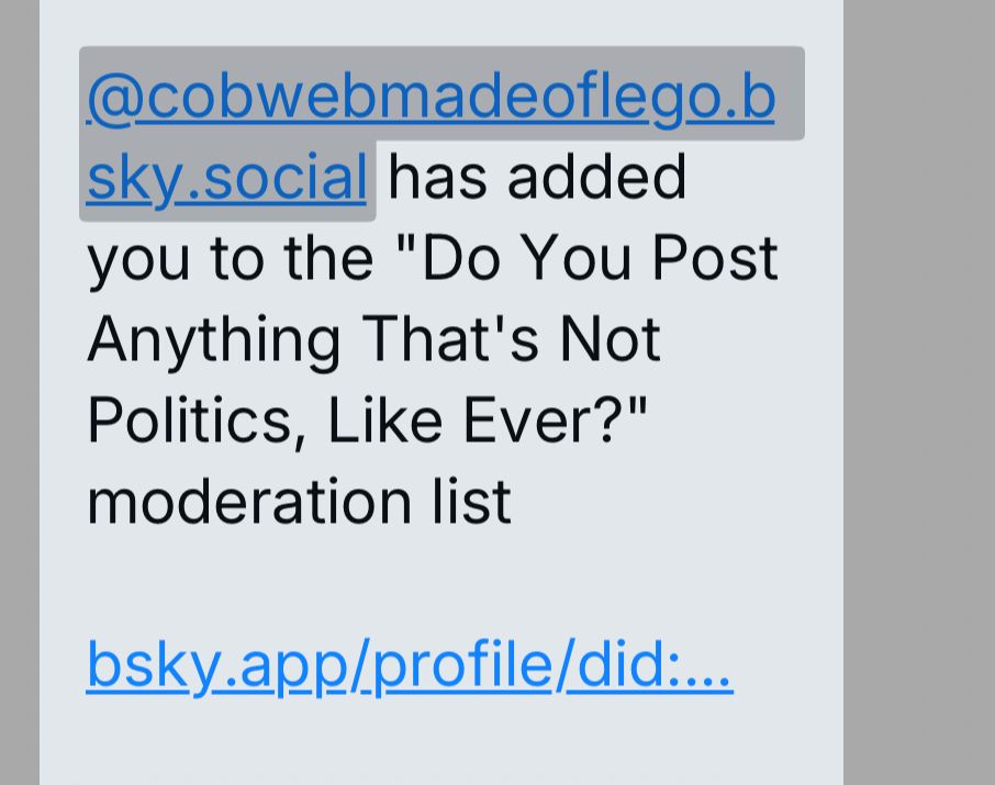 Profile of loser who put me on a list cause I only talk politics. 