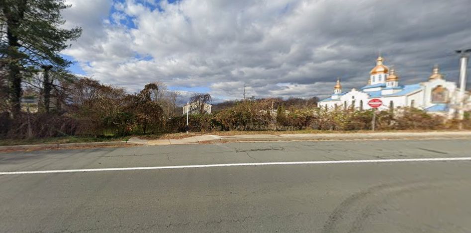 Google Maps screenshot of the Ukrainian Orthodox church and bus stop off of New Hampshire Avenue in Colesville/Cloverly.