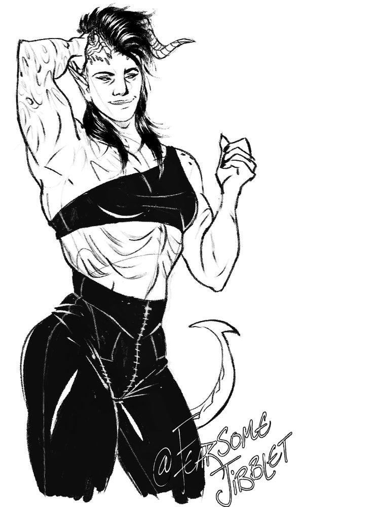 Karlach, stretching and flexing a bit as an anatomy study and pinup