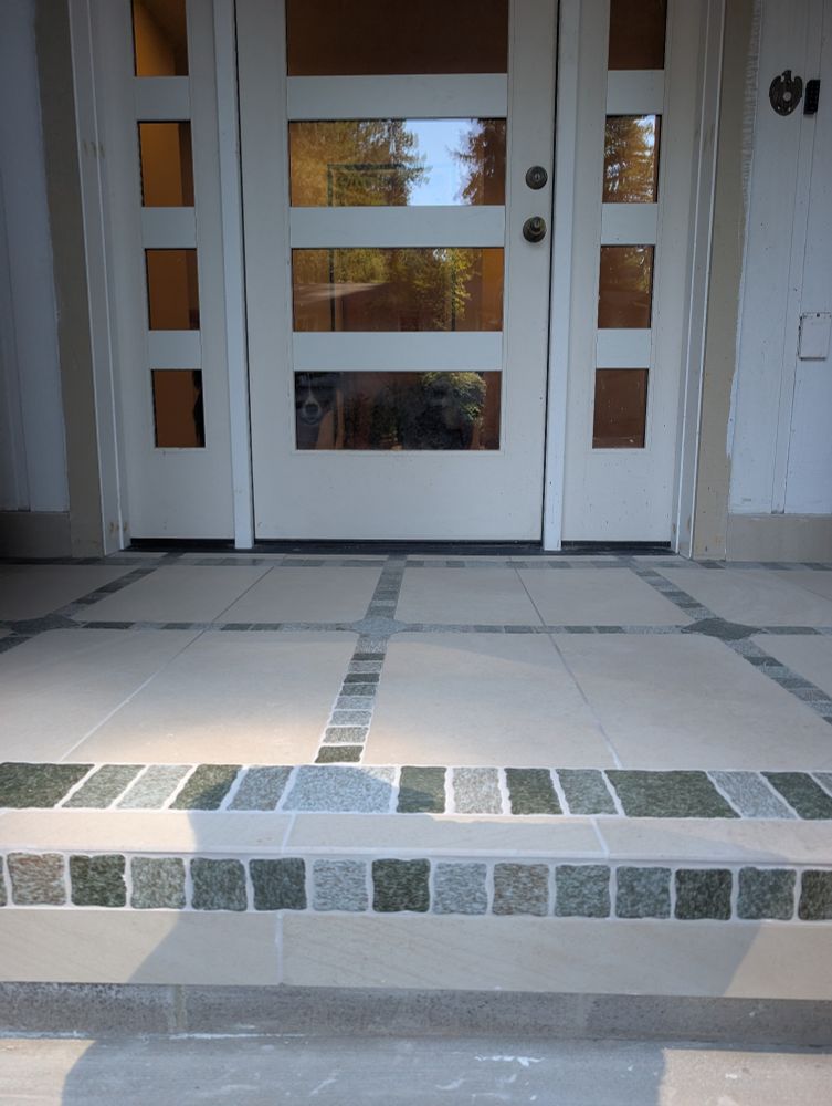 Cream color tile with green tile highlights
