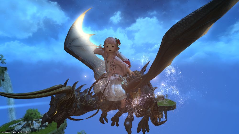 エルピスでグイベル・オブ・ライトのマウントに乗るララフェル女の子