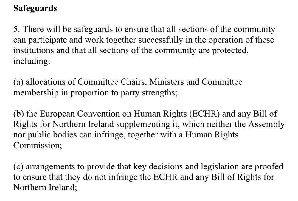 Part of GFA describing impact of ECHR
