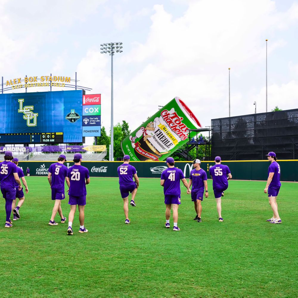 The future Tony Chachere can (with built-in slide) in LSU baseball's Alex Box Stadium.