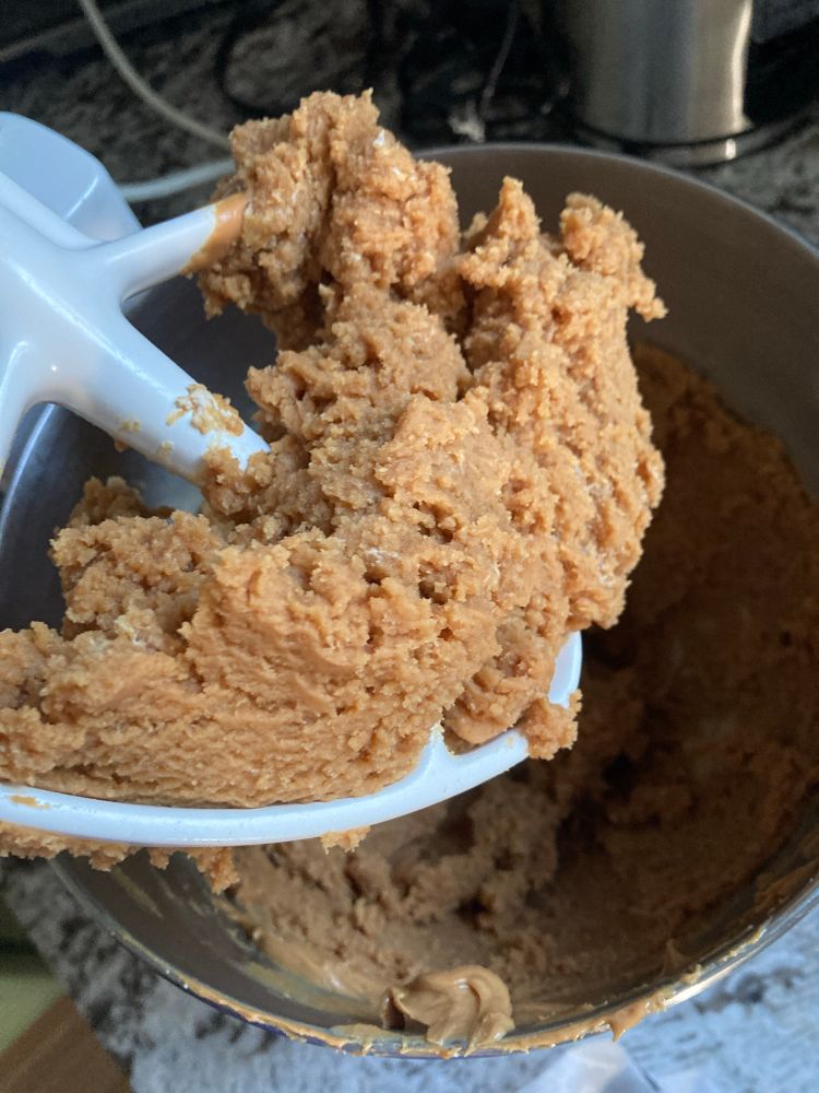 Peanut butter blended with cream cheese. It’s brown and resembles a smooth cookie dough. Too much pb for me, but I loved the texture. 