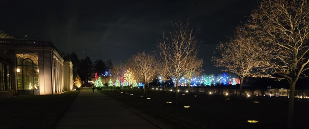 The view along the front of the main conservatory.  Beautifully lit!