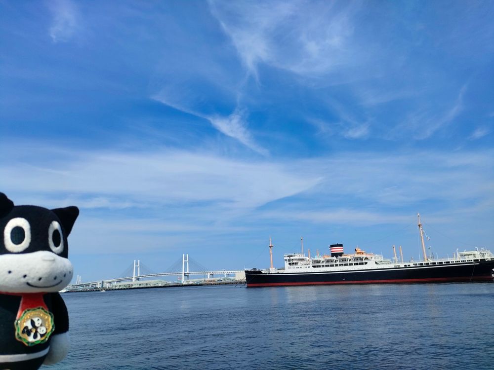 氷川丸とベイブリッジ