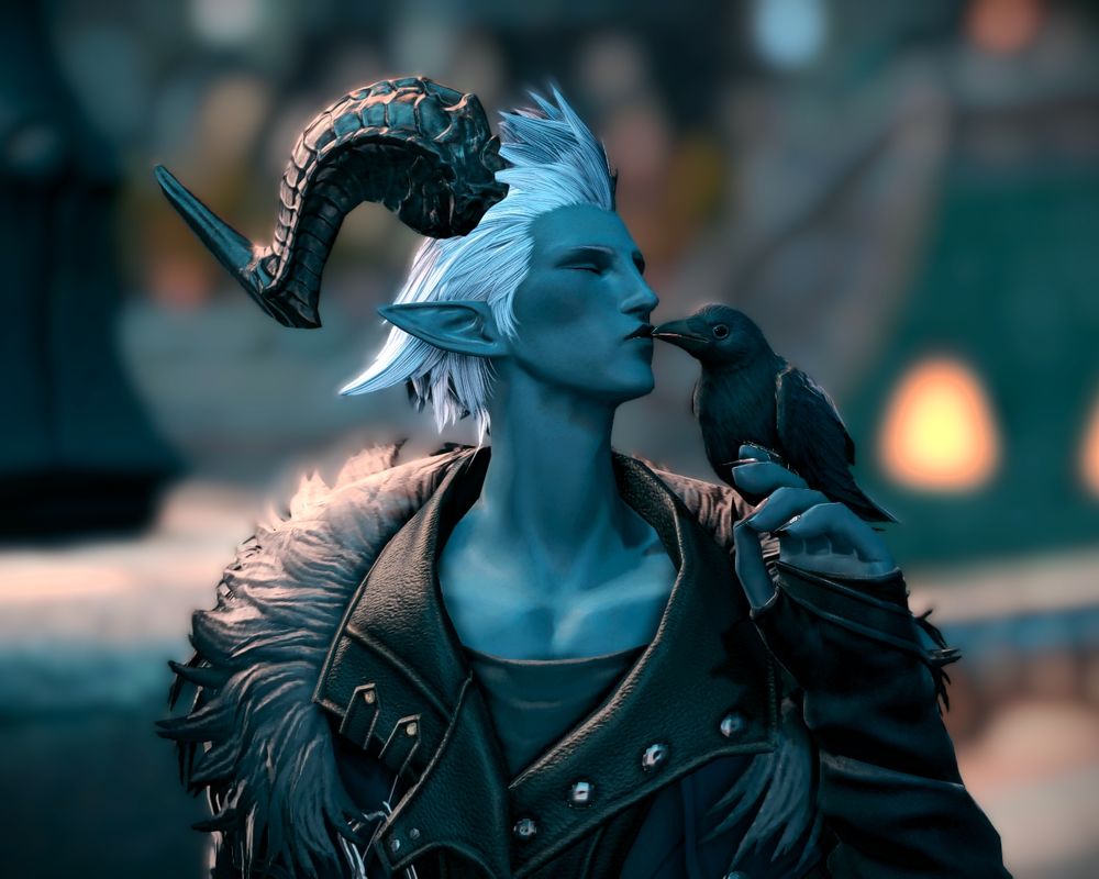 Blu elf is gibbing lil crow a widdle kiss.
Muu-waaa. "What you looking at!!"