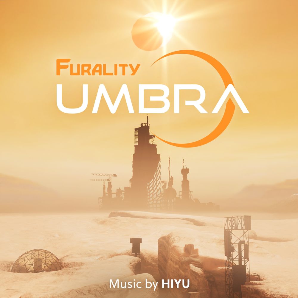 The album cover of the single "The Eclipse's Call (Theme of Furality Umbra)", depicting a bright orange sky with a red star eclipsing a bright white one, over a desert with an unfinished city looming in the haze.