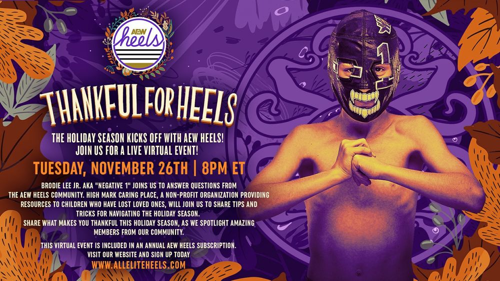 Graphic announcing virtual event, featuring AEW talent Brodie Lee Jr.