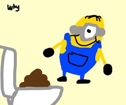 sketch of a minion and a turd