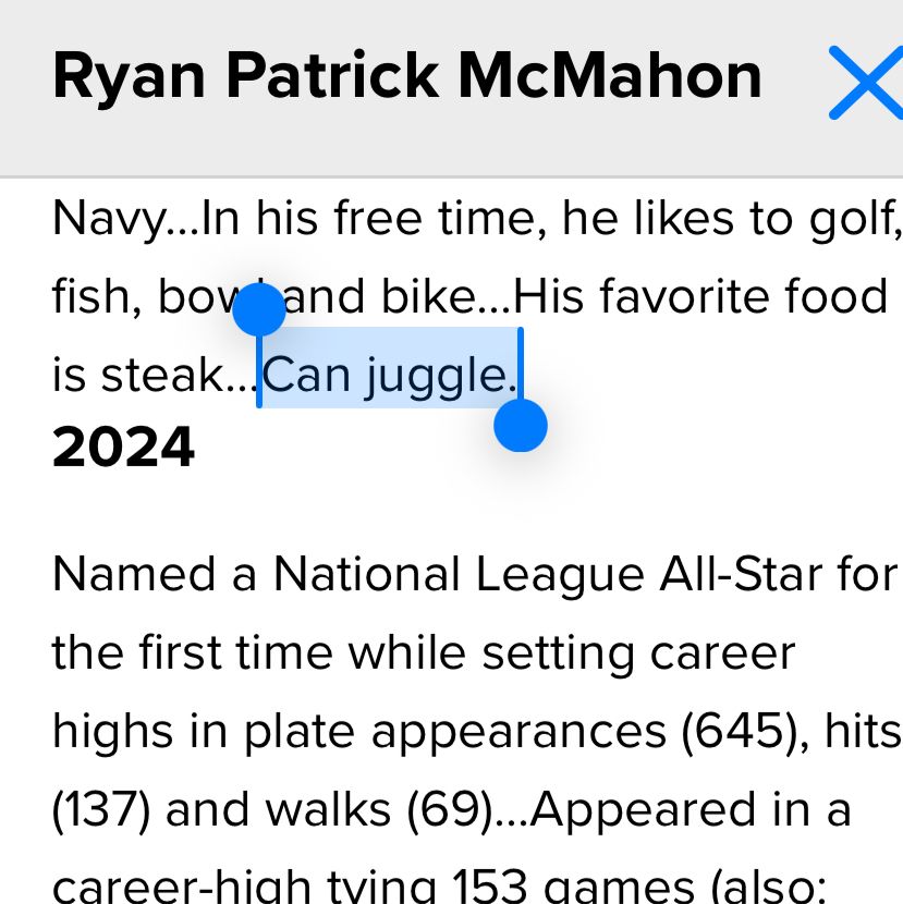 Ryan Mcmahon says he can juggle in his MLB.com bio