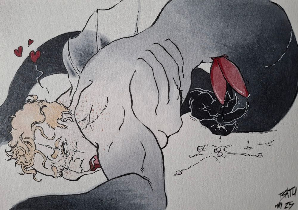 Mer!ghost playing with himself, inserting some pearls on his mer dicks.
But unfortunately (or not), the pearls come out of him creating so much pleasure