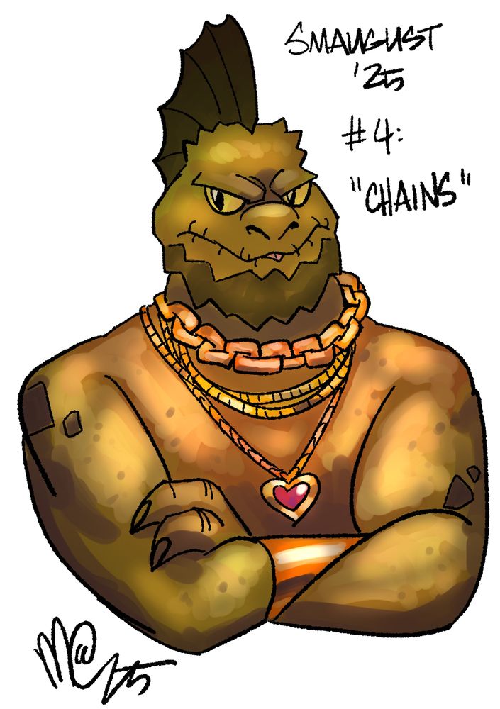 A humanoid dragon that looks like Mr. T. 