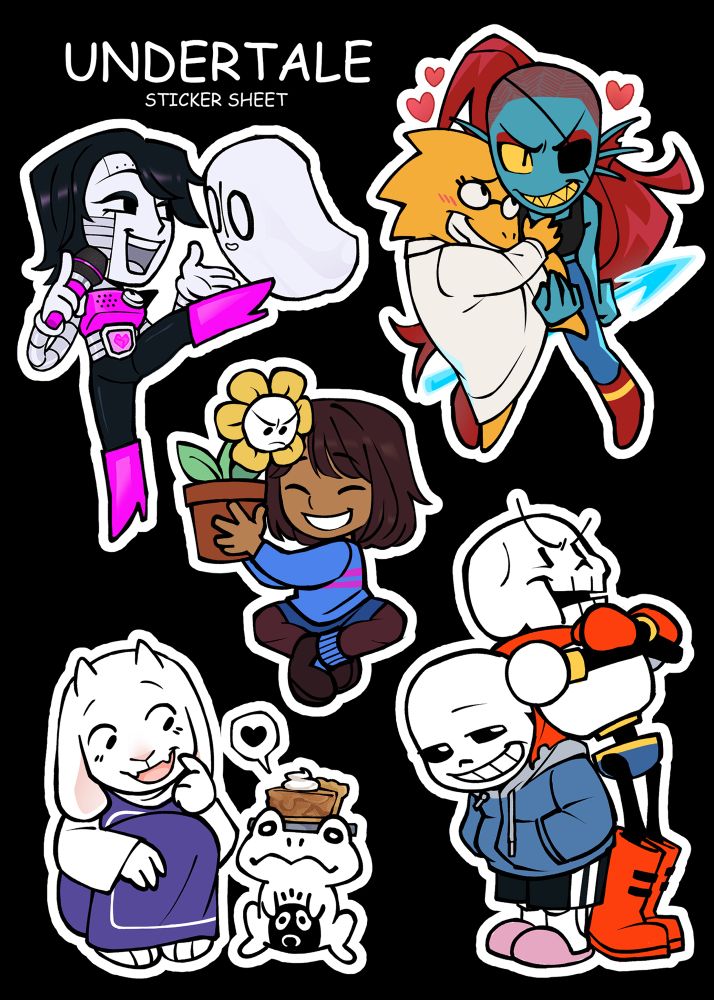 Sticker sheet of Undertale characters