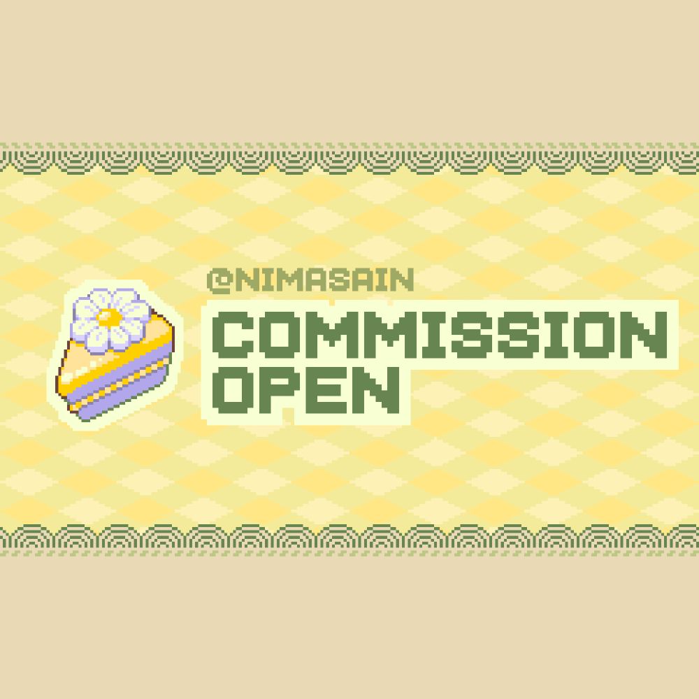 A picture with text @nimasain Commission Open