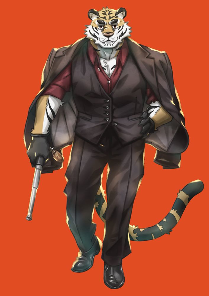 ワイルドなトラのおじさんのイラストです
