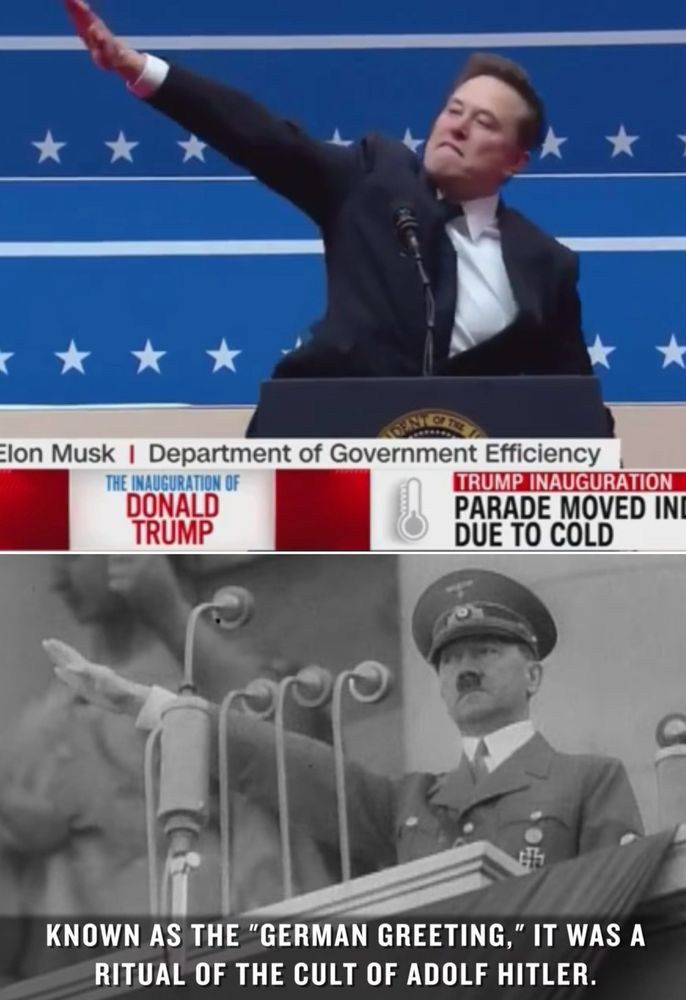 Musk throwing the Nazi salute.