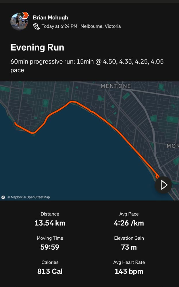 60 min progressive run 