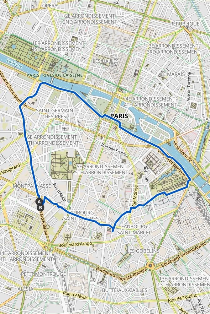 tour de 8,85 km de jogging sur la rive gauche