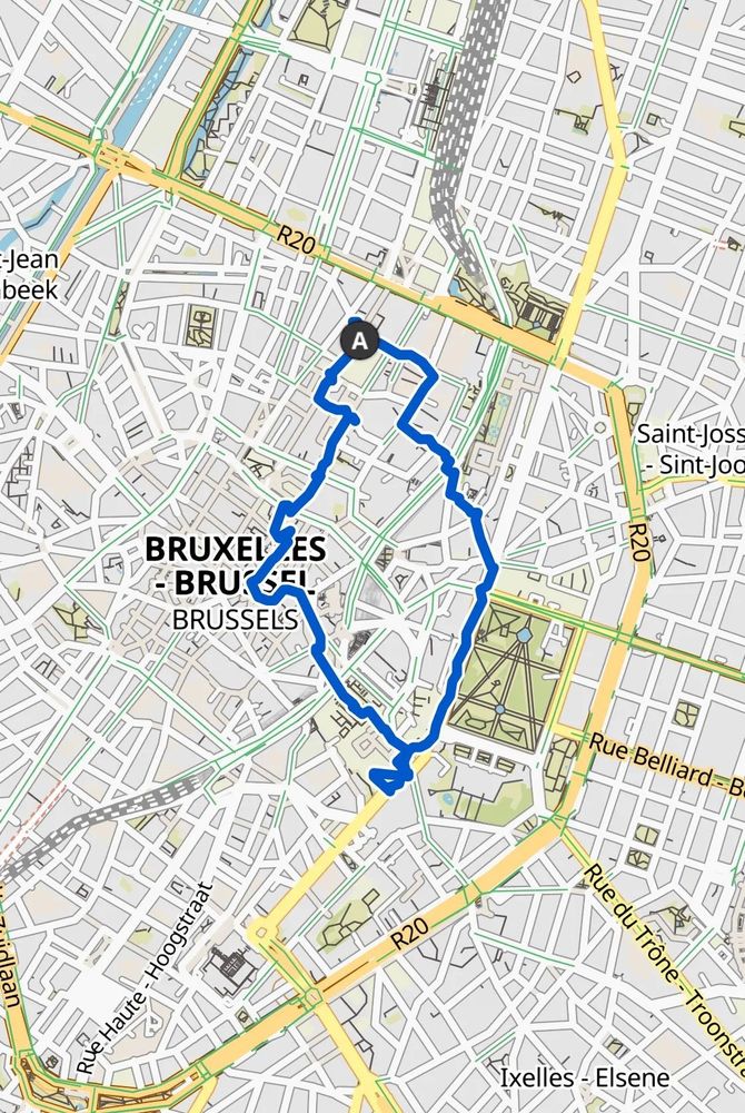 walking tour of Brussels on map