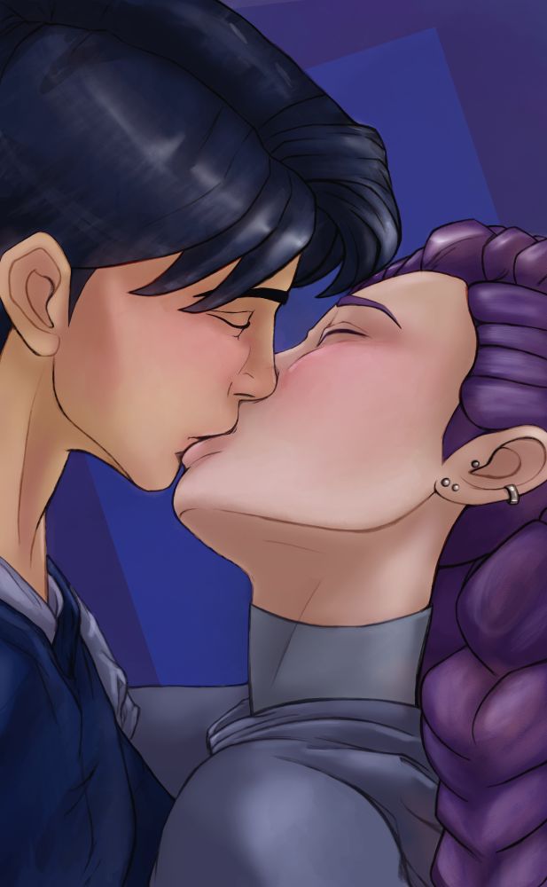 Just a super simple closeup of Jinu and Rumi from K-Pop Demon Hunters kissing.