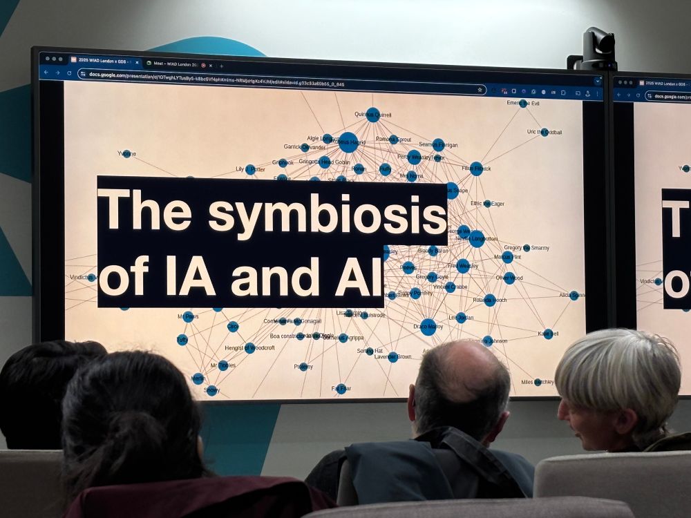 A slide with text: The symbiosis of IA and AI