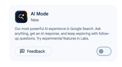 A screenshot of the AI Mode in Google Labs turned off