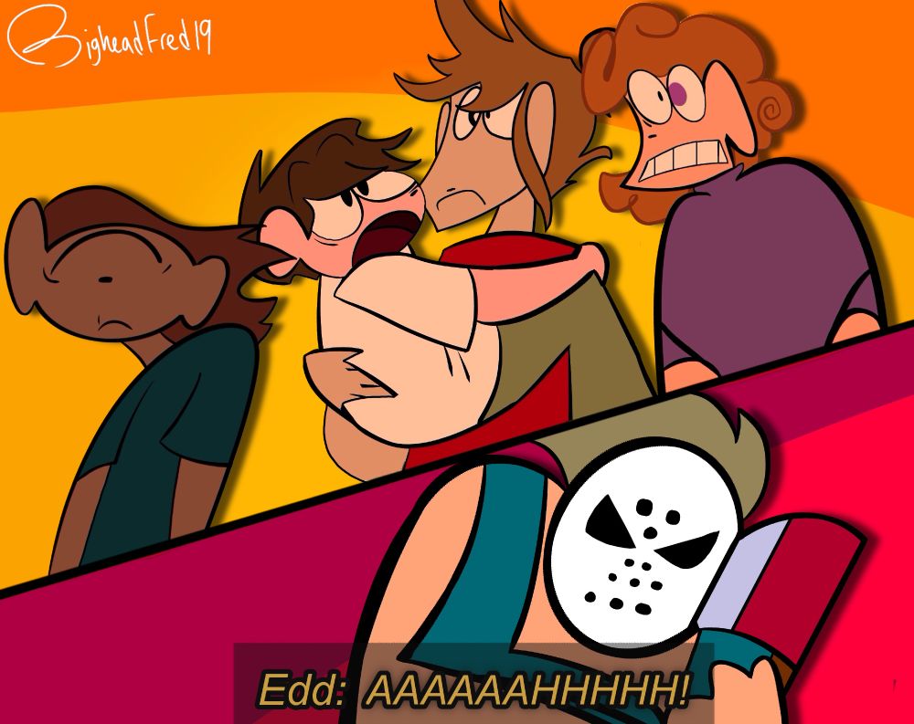 Drawing that was a remake of an old one I’ll probably never show. Man, it was rough. (Eddsworld Halloween Special fanart.) 