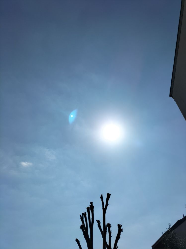 Grand soleil sur ciel bleu 
