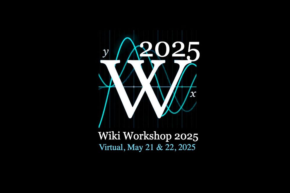 Logo for Wiki Workshop 2025 mentioning it will take place virtually on May 21 and 22, 2025.