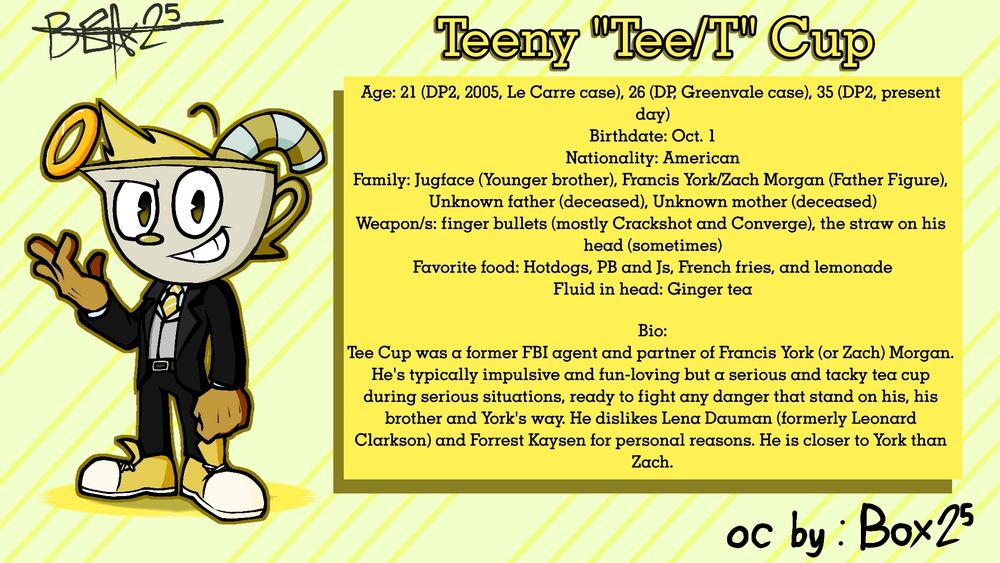 Tee Cup
Fun fact: His name is a pun on "tea cup".