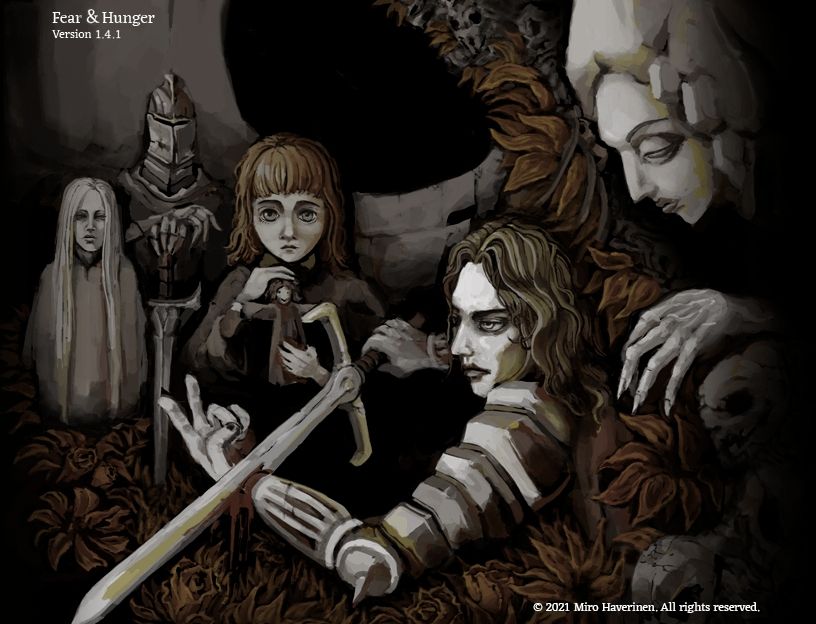 The title screen for horror video game Fear and Hunger.