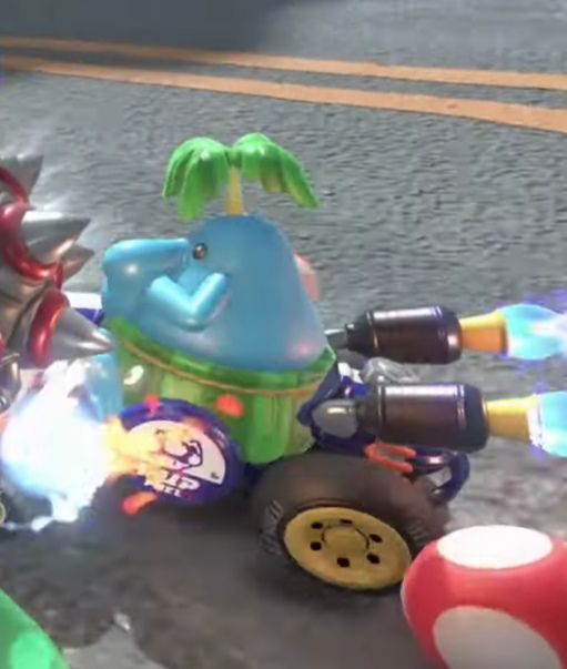 Un pianta qui conduit un kart dans Mario Kart World