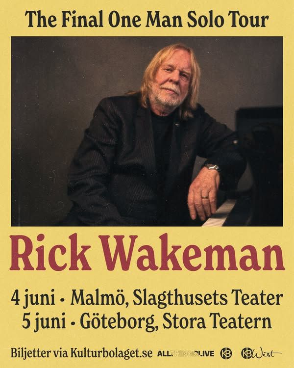 The Poster of Rick Wakeman's upcoming concerts in Sweden.